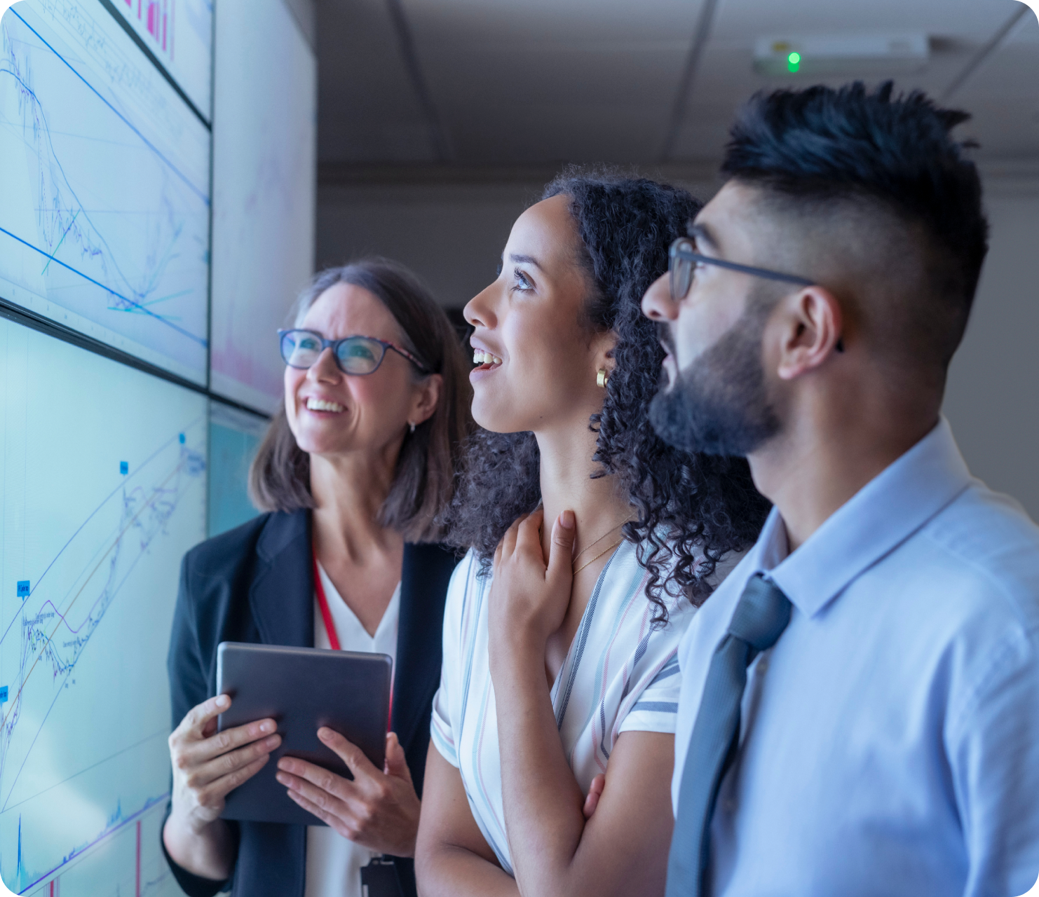 Stellix team viewing data on digital wall