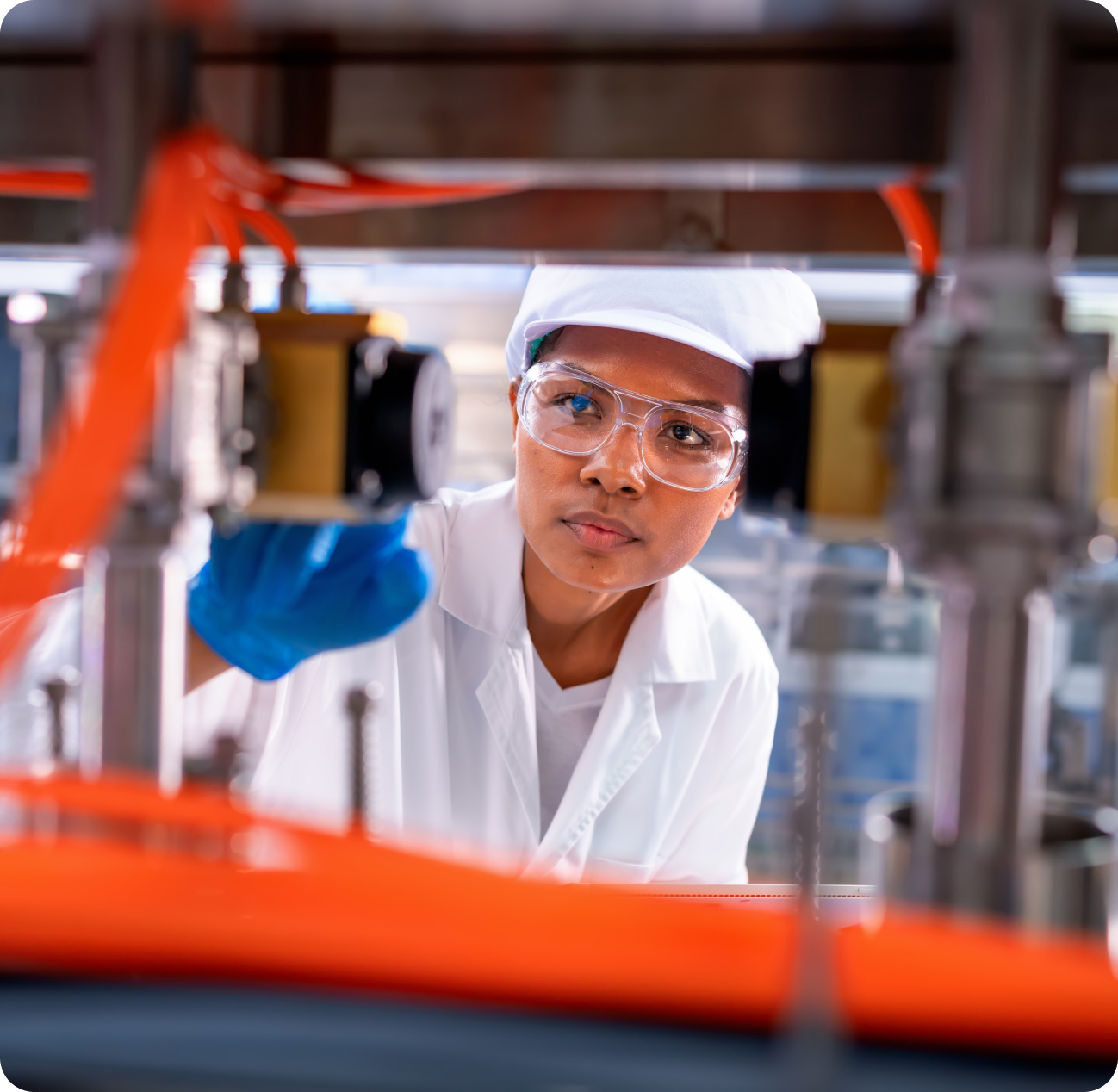 Life Sciences clinical worker checking diagnostics