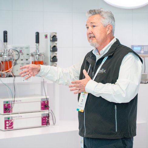 Stellix employee speaking to life science organizations about modernization