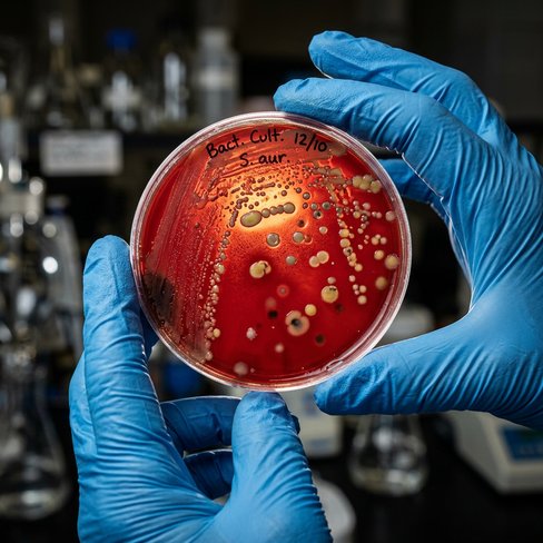 Bacteria sample in petri dish