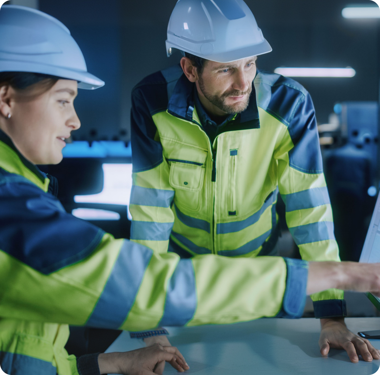 teo energy sector employees reviewing diagnostic data